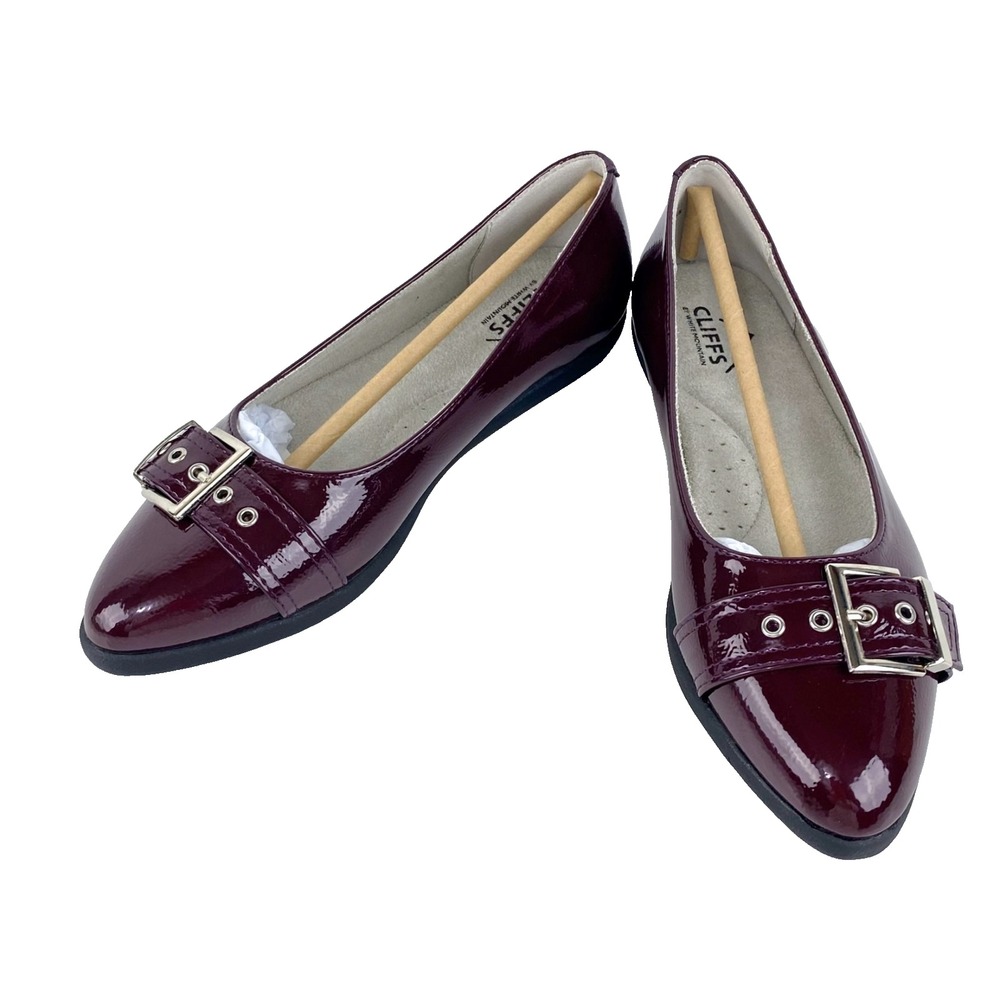 New Cliffs by White Mountain Flats Women's 6 Faux Patent Leather Miliani Oxblood